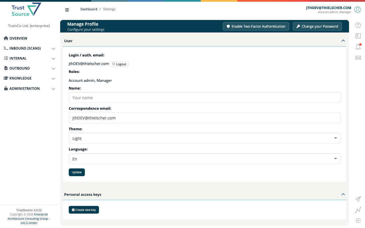 the Your Profile page